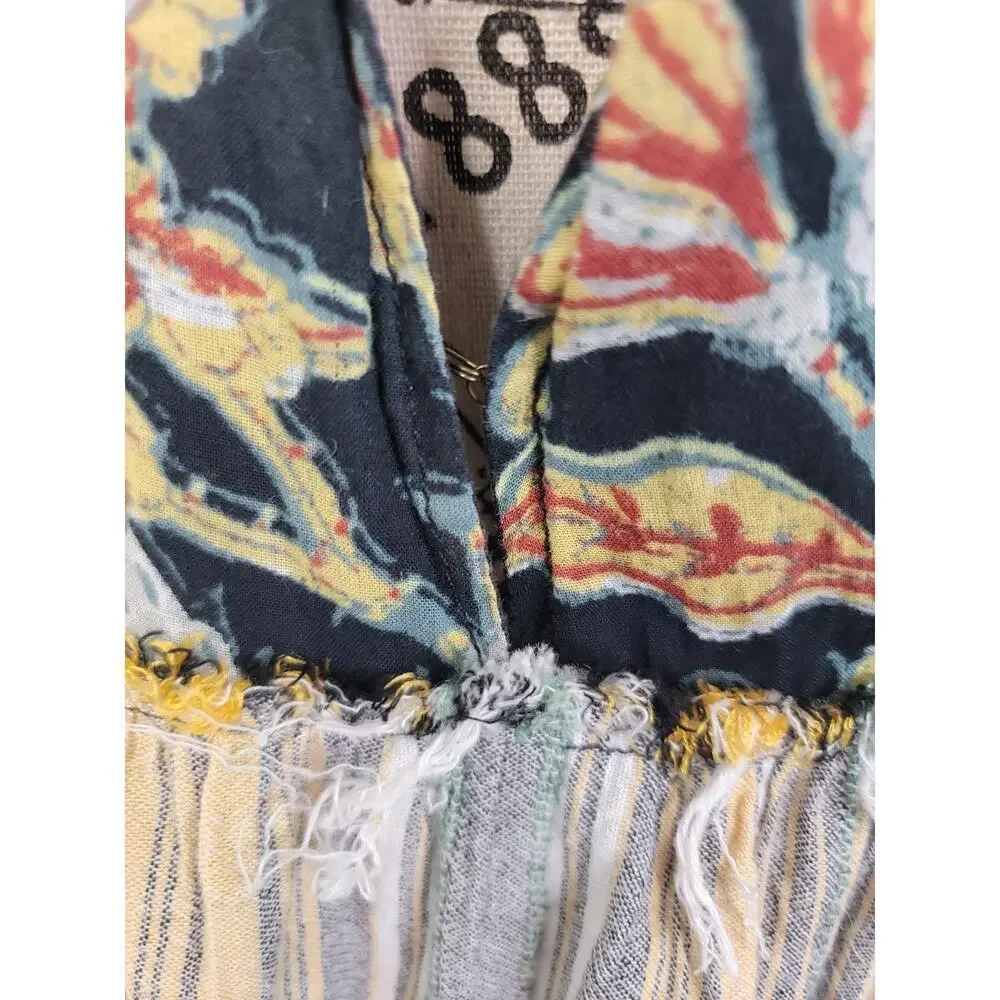 Free People Babydoll Under The Sun Mini Dress Tunic Top Boho Floral Sz Medium